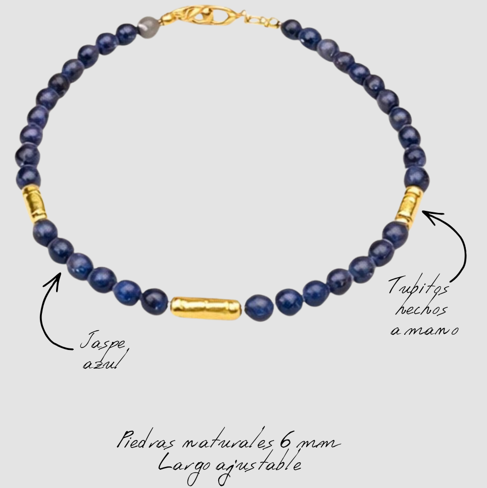 Collar de piedras | SKYE Marea | Jaspe Azul | La Veleza