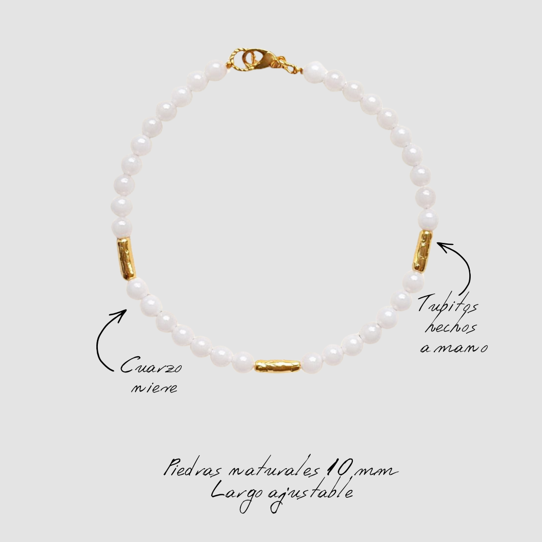 Collar de piedras | SKYE Bruma | Cuarzo lechoso | La Veleza