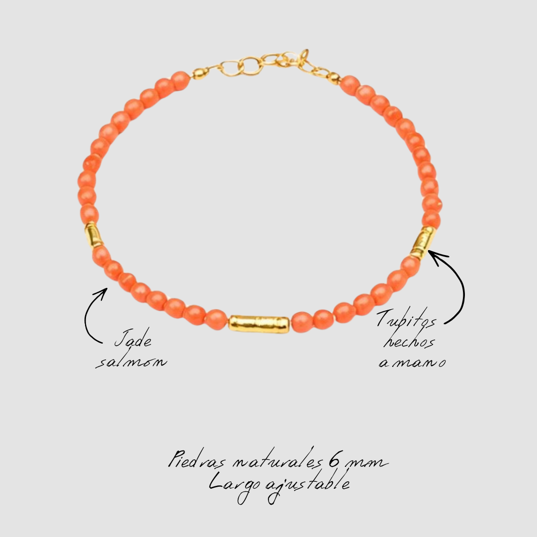Collar de piedras |  SKYE Ocaso | Jade Salmón | La Veleza