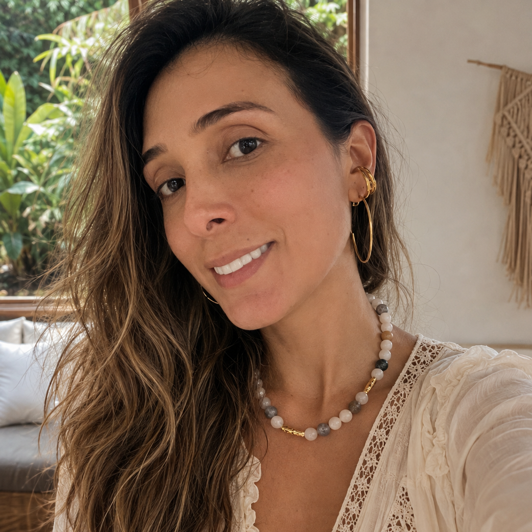 Collar piedras naturales  | SKYE Gaia | Ágata India y Cuarzo lechoso | La Veleza