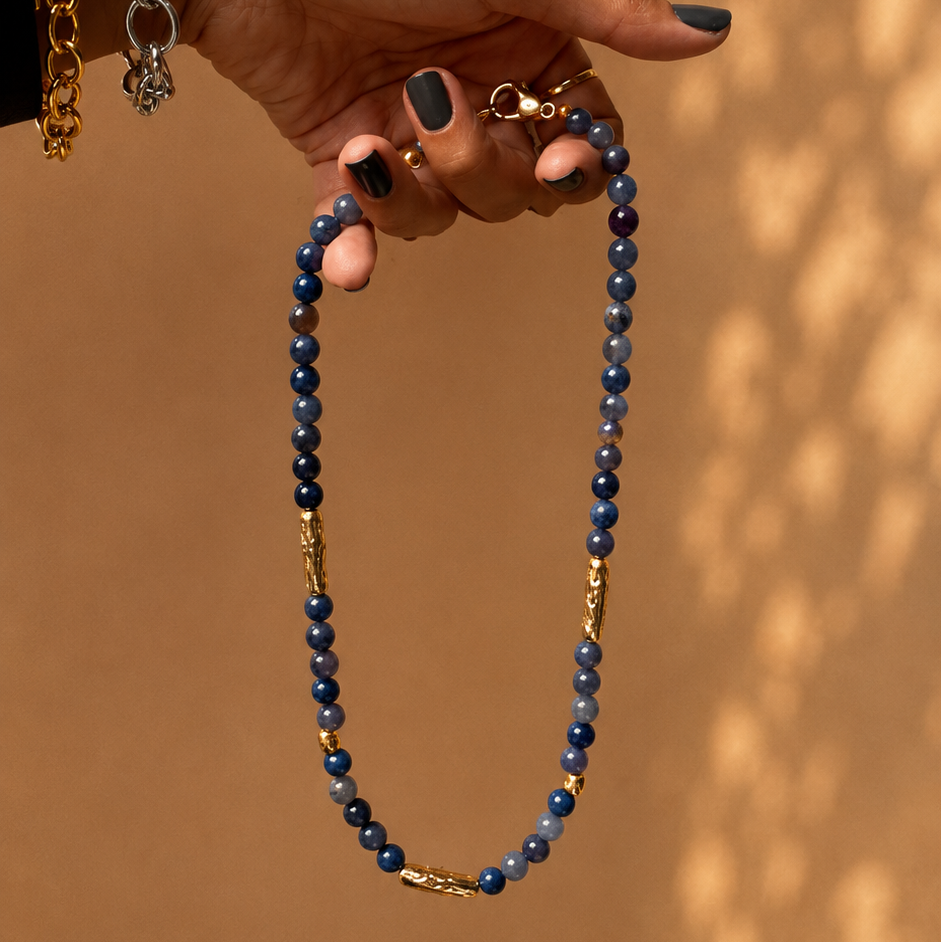 Collar de piedras |  SKYE Marea | Jaspe Azul | La Veleza