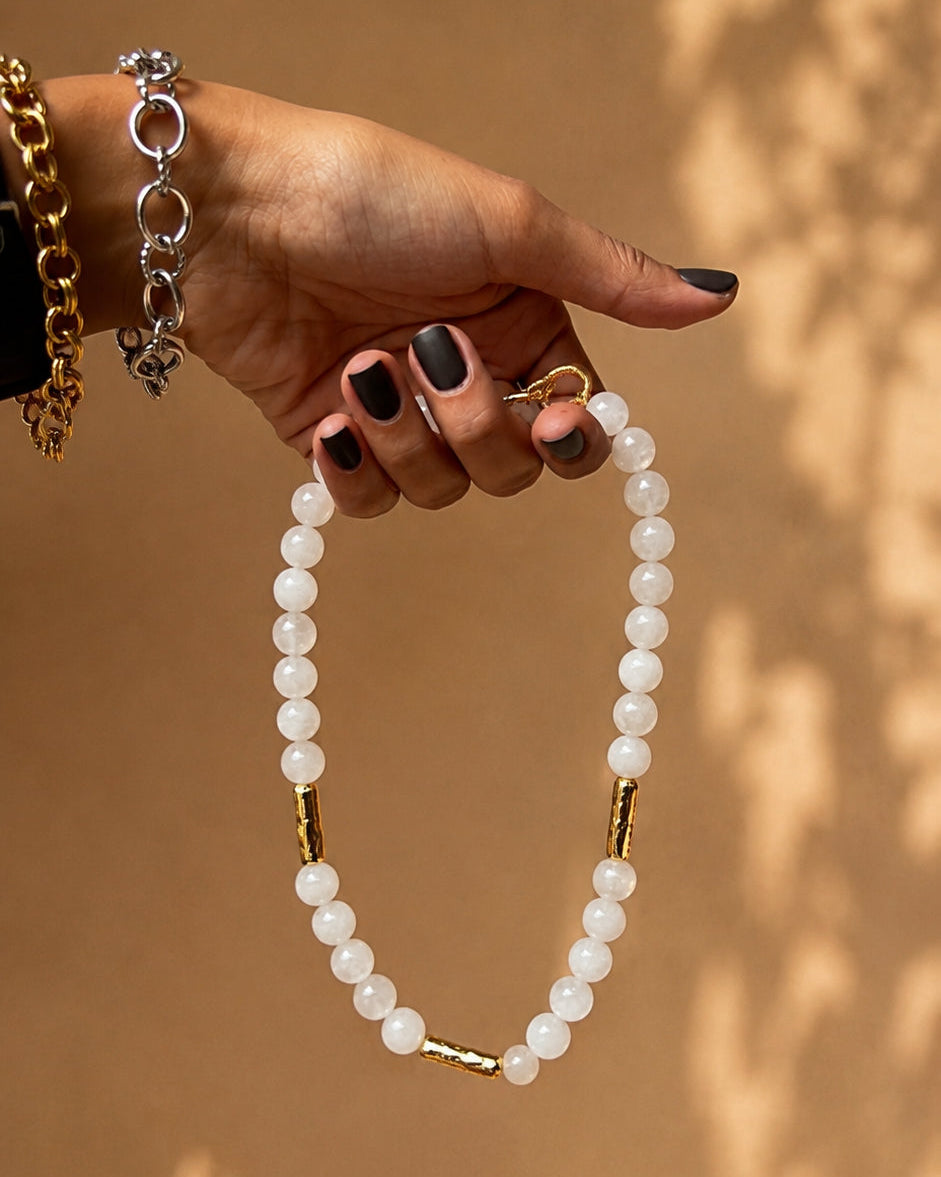 Collar de piedras |  SKYE Bruma | Cuarzo lechoso | La Veleza